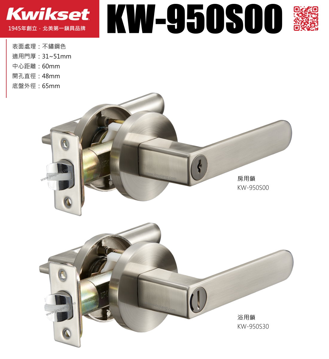 九江五金水平鎖KWIKSET 950S00 950S30 KW-950S00 KW-950S30 - 產品介紹